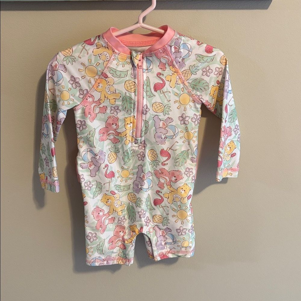 Care Bears Baby Girl Long Sleeve Rash Guard One Piece Swimsuit UPF 50+ Pink 12M
